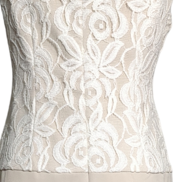 SD Collection, Luxury Sleeveless Cream and white Lace Dress Size 6 - Picture 9 of 12